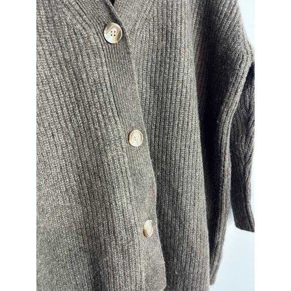 Quince 100% Cashmere Cardigan Sweater Small Soft Brown Button Front Boxy - Picture 4 of 6